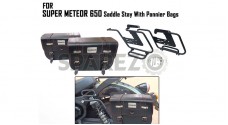 For Royal Enfield Super Meteor 650 Pannier Bags With Saddle Stay Black - SPAREZO